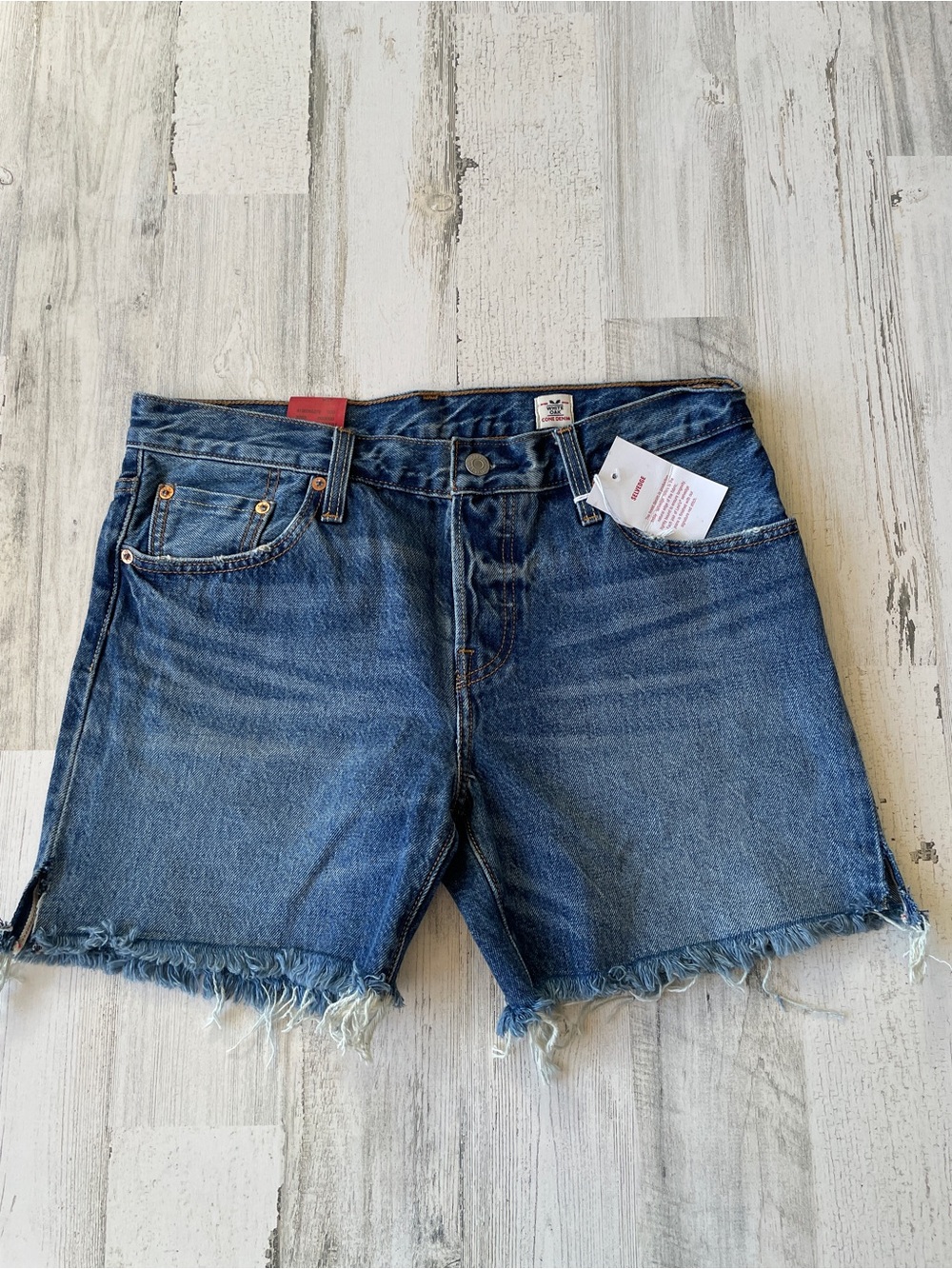 Levi's 501CT Tapered Jeans Shorts Blue Selvedge White Oak Cone Denim SZ 27 NWT